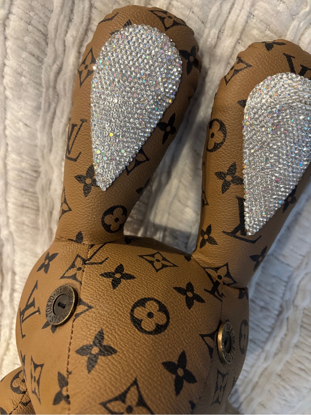 Kids Brown Monogram Bunny Plush Bottom - Designer Style - Picture 5 of 5